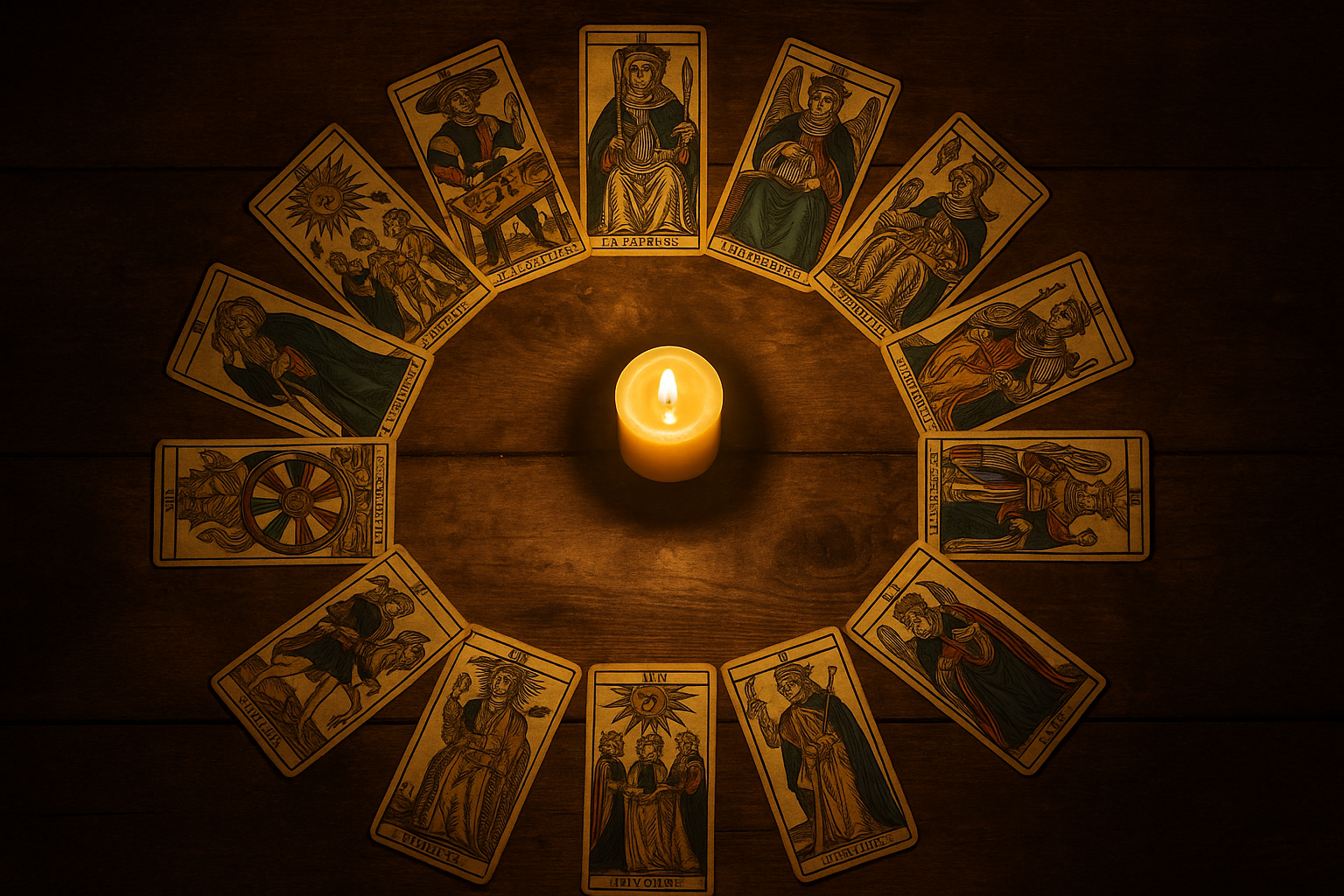 Tirage des 12 maisons astrologiques avec tarot de Marseille et bougies