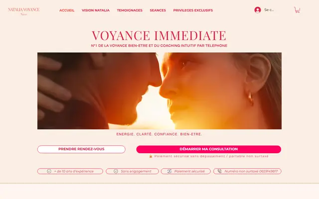 Page d’accueil de Natalia voyance nice